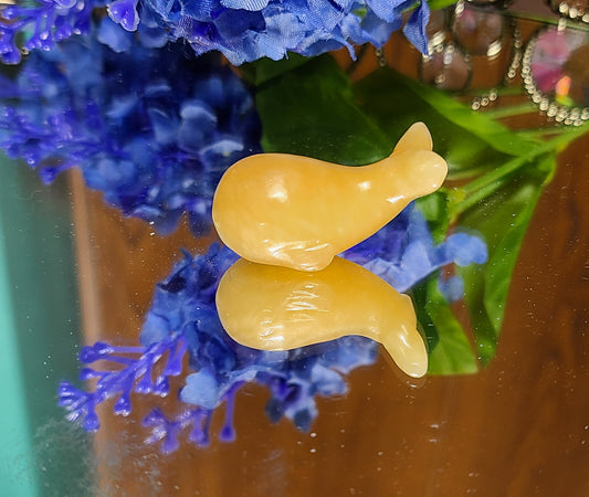 Carved Golden Healer Whales