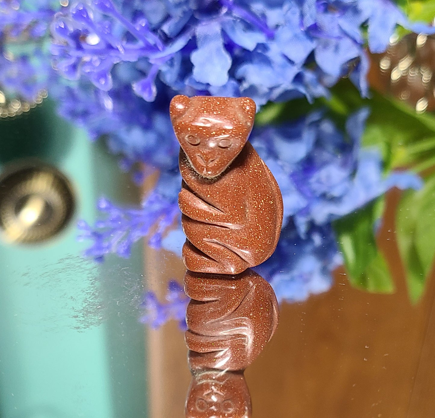 Carved Goldstone Monkey