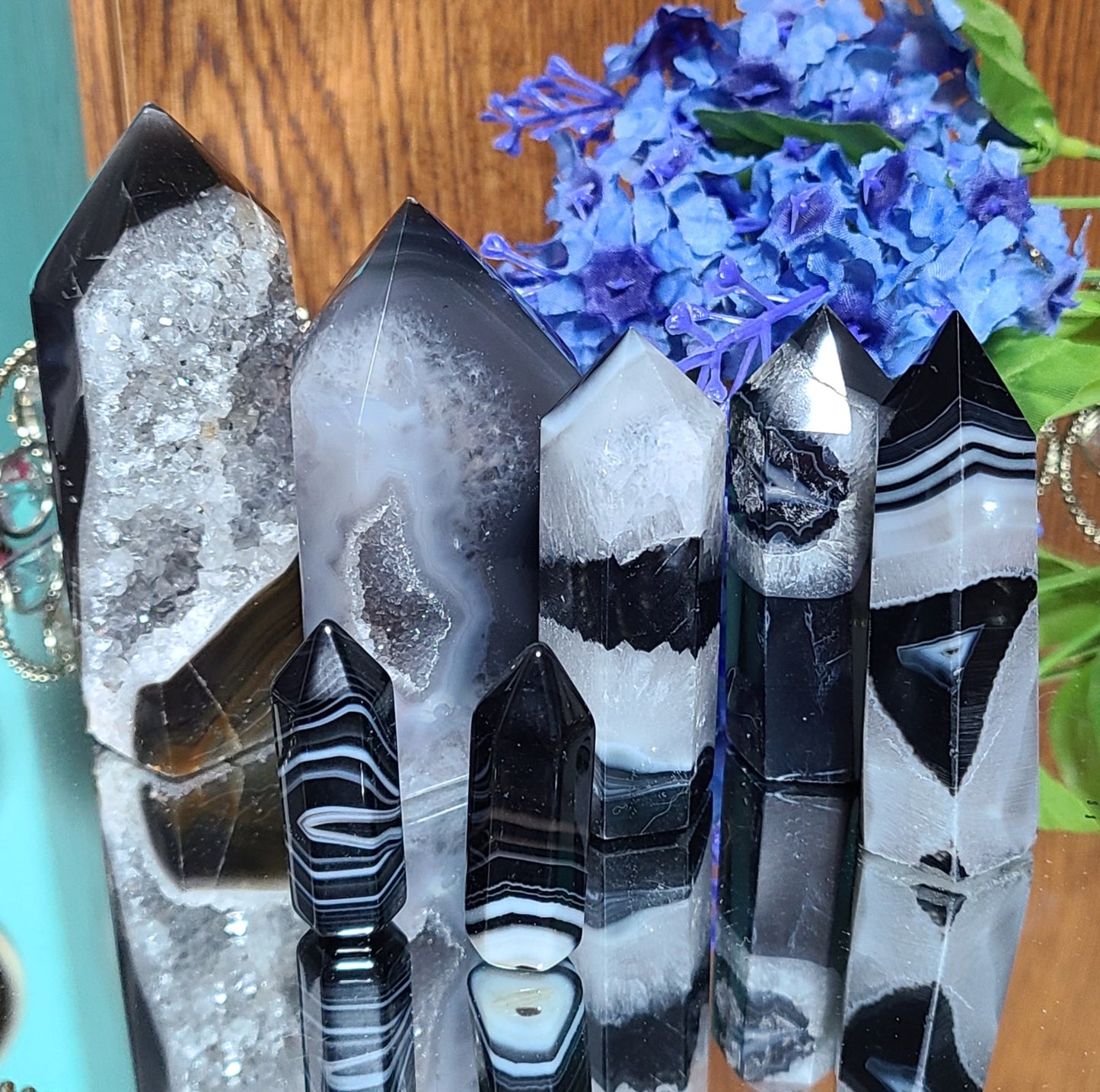 Druzy Black Agate / Sardoynx Towers - Multiple Sizes