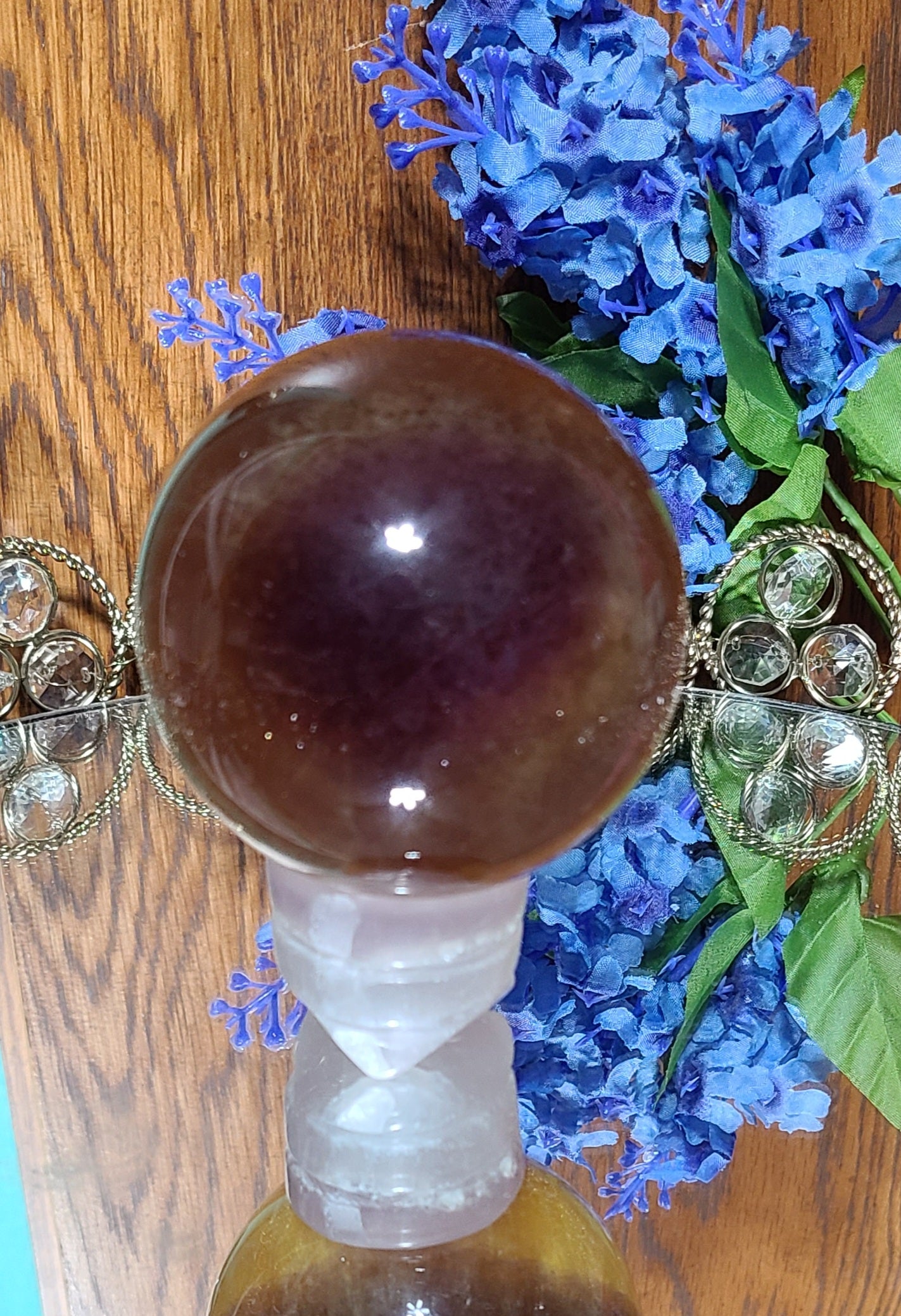 Large Gold Purple Fluorite Sphere