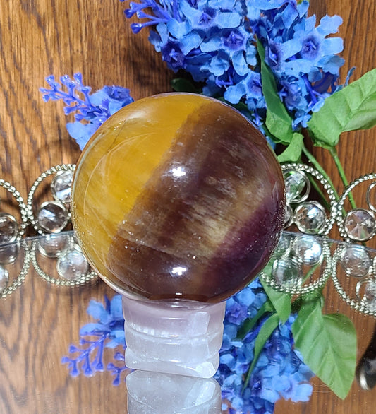 Large Gold Purple Fluorite Sphere