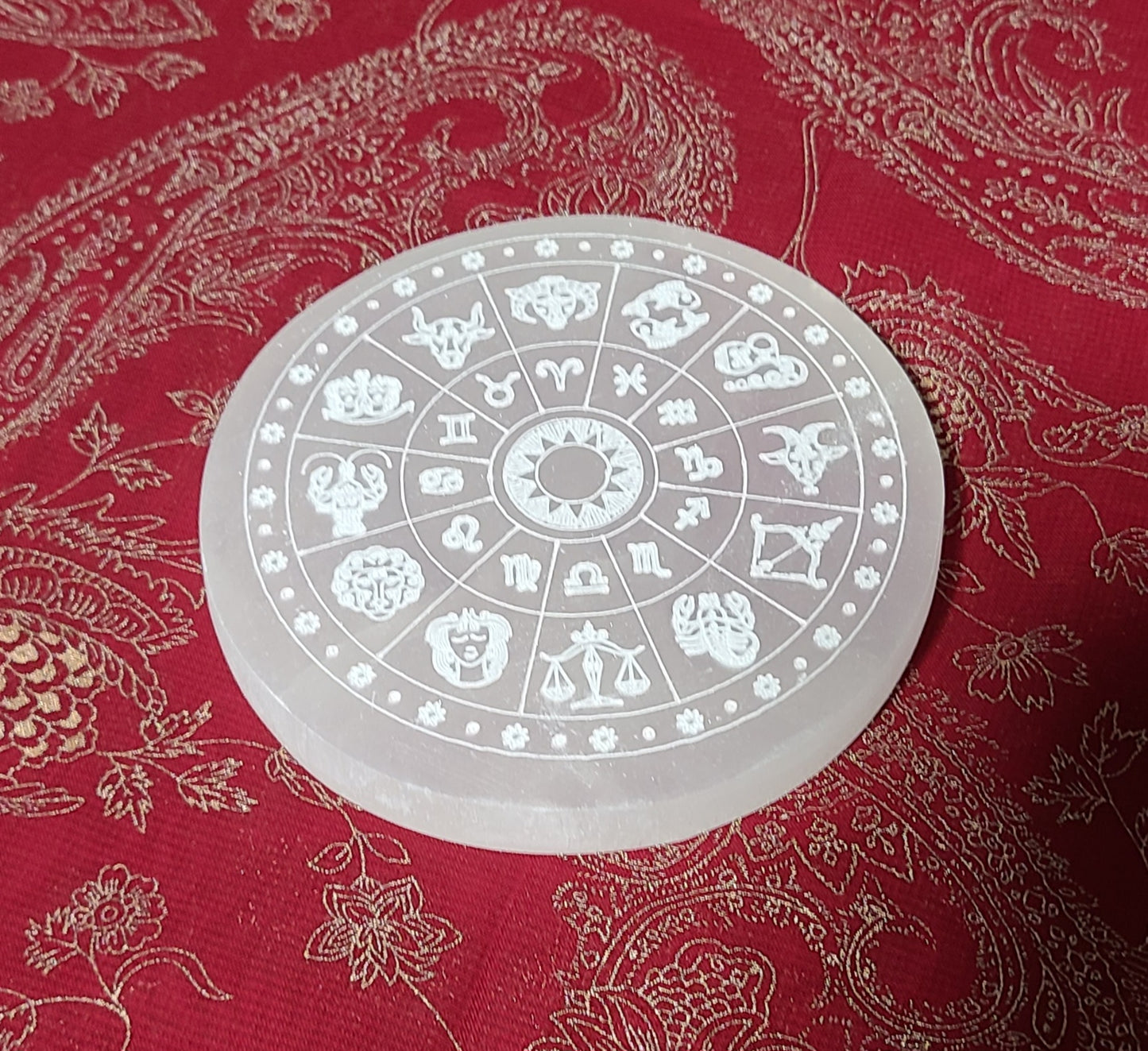 Large Selenite Cleansing Discs - Zodiac