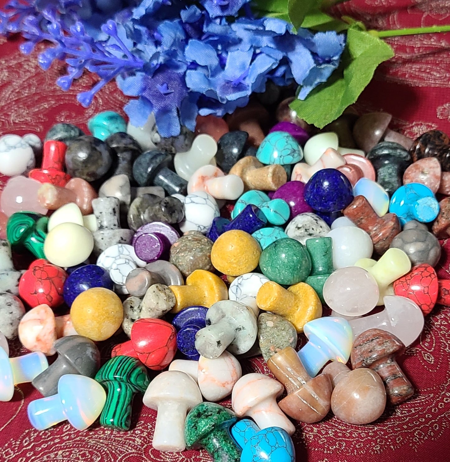 Carved Gemstone Mushrooms - 20mm