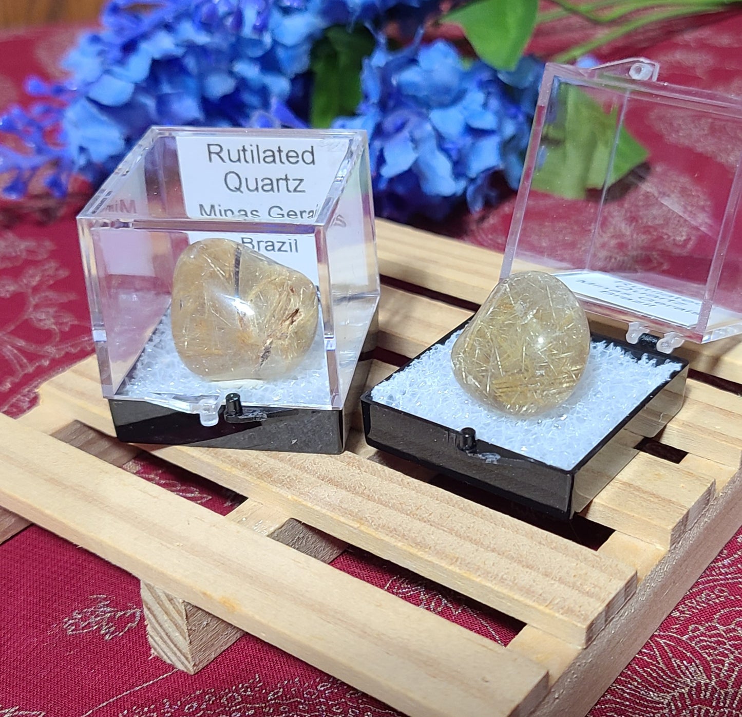 Boxed Rutilated Brazilian Quartz Specimens