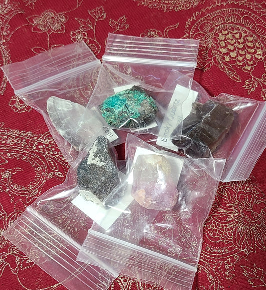 Assorted Gems & Mineral Specimens - Bagged & Tagged