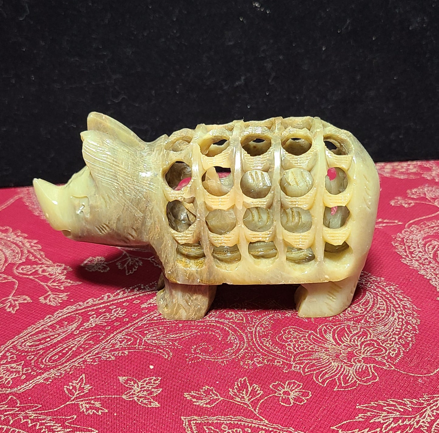 Carved Soapstone Rhino - With A Surprise Inside!