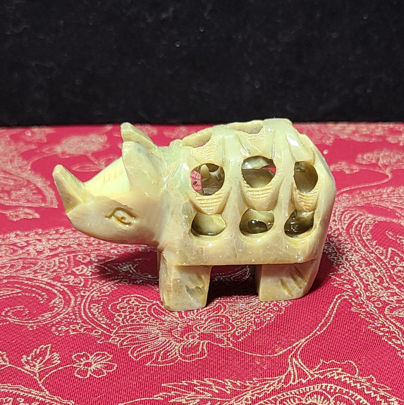 Carved Soapstone Rhino - With A Surprise Inside!