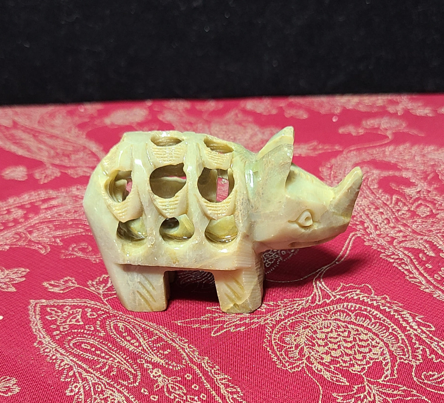 Carved Soapstone Rhino - With A Surprise Inside!