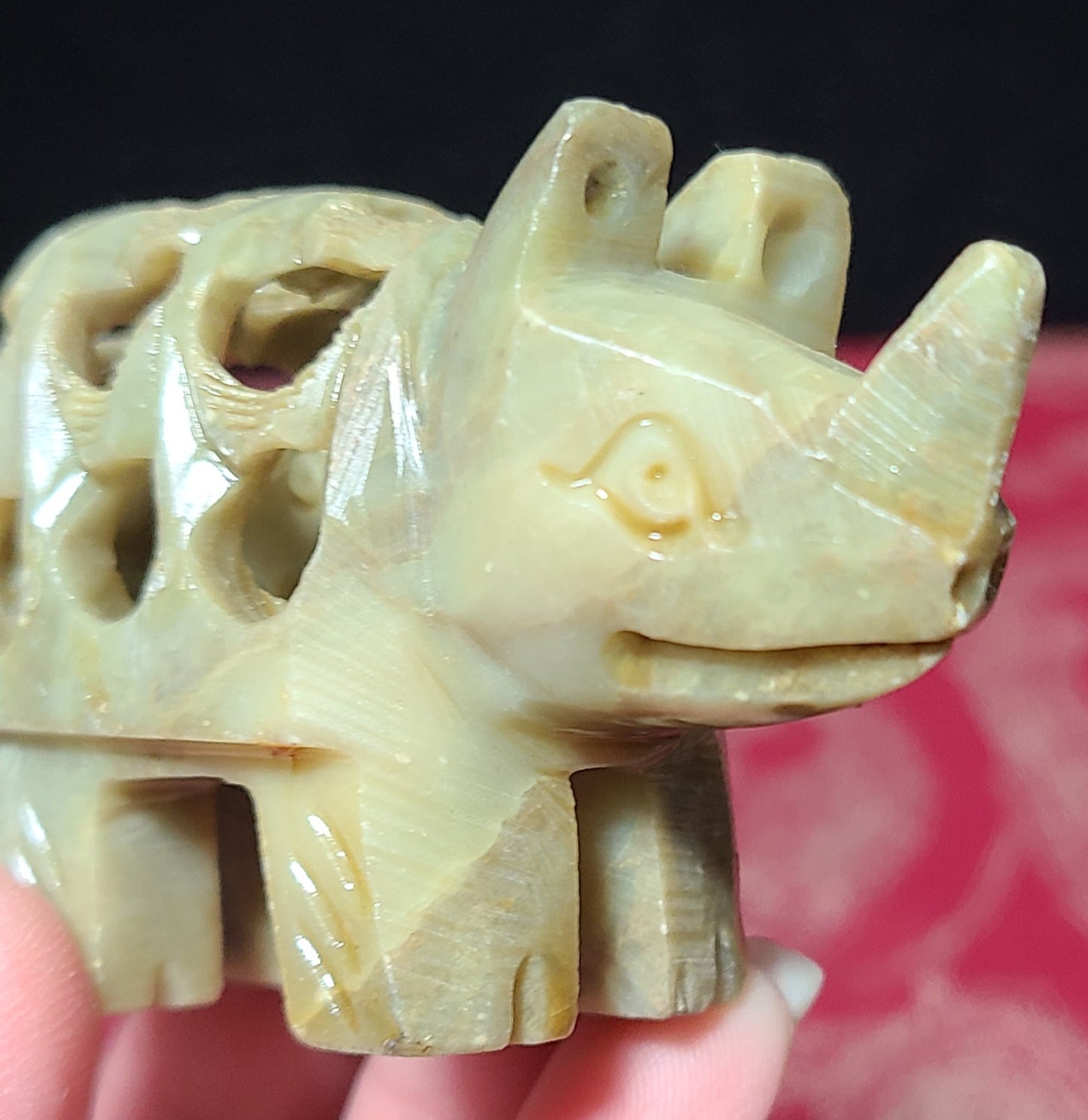 Carved Soapstone Rhino - With A Surprise Inside!