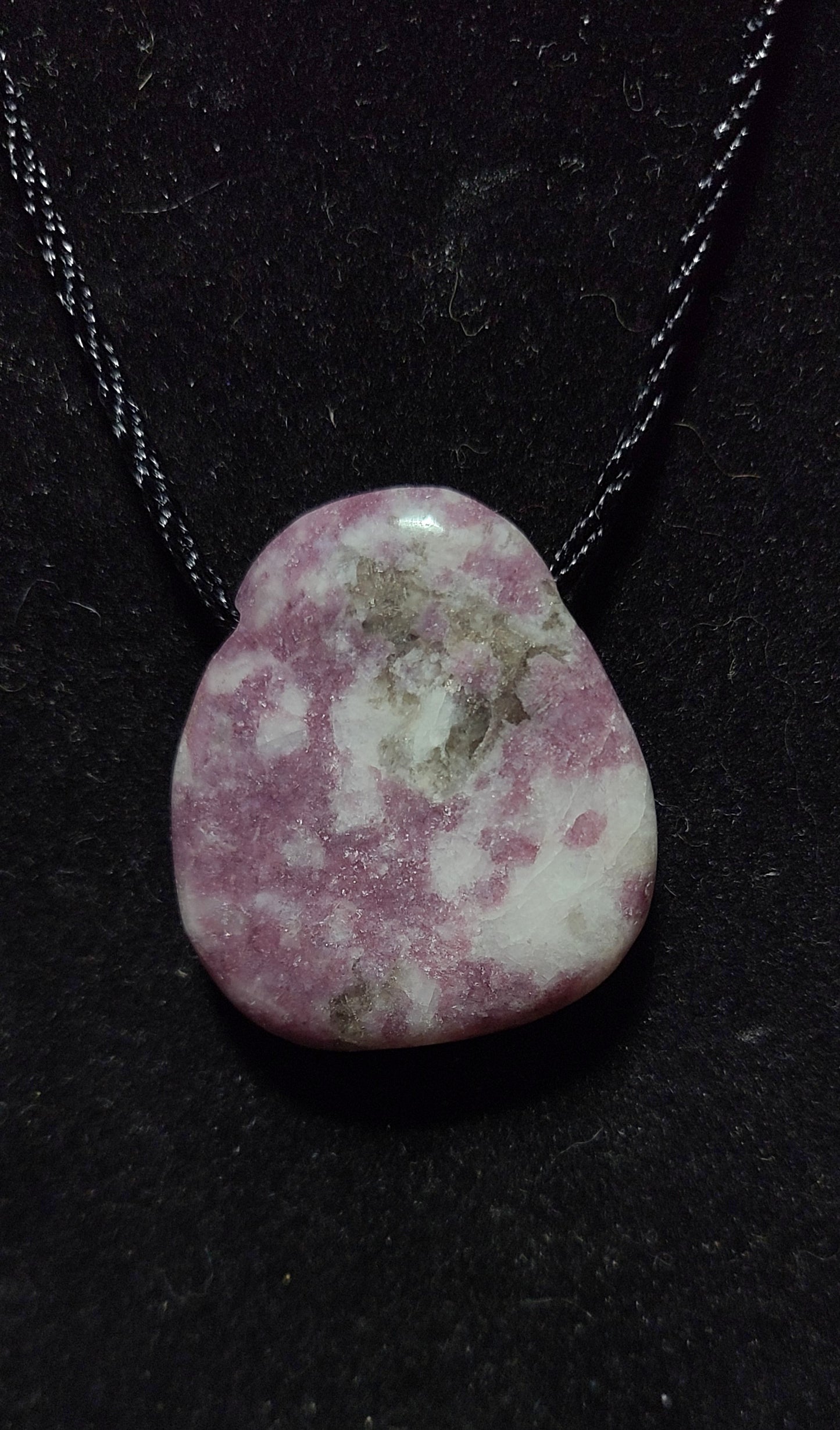 Lepidolite and Pink Tourmaline Palmstone Necklace