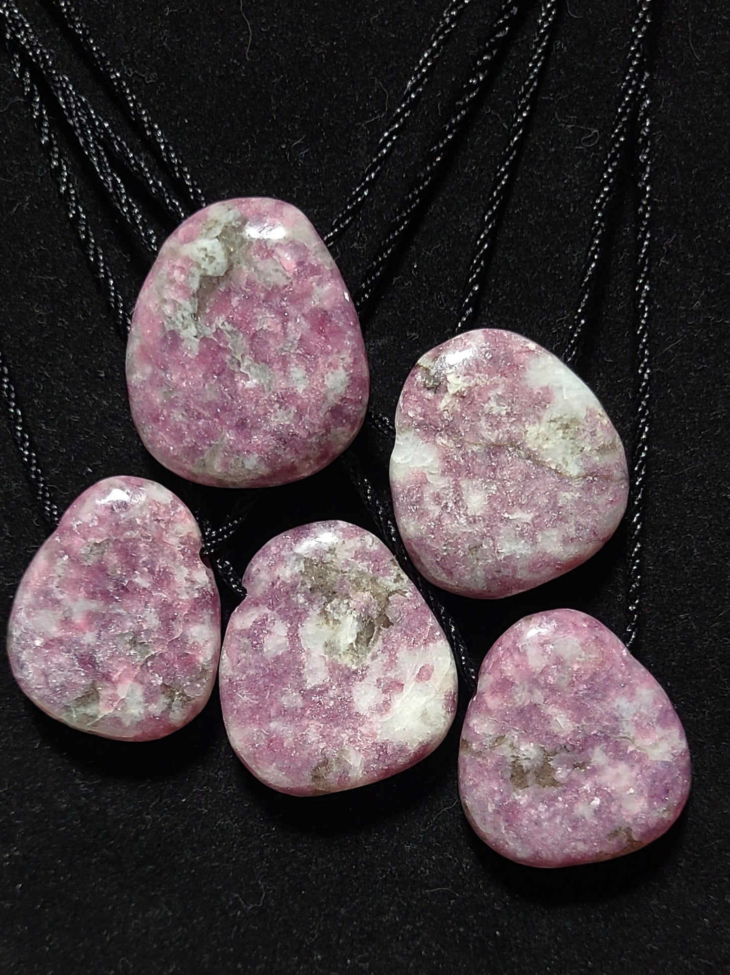 Lepidolite and Pink Tourmaline Palmstone Necklace