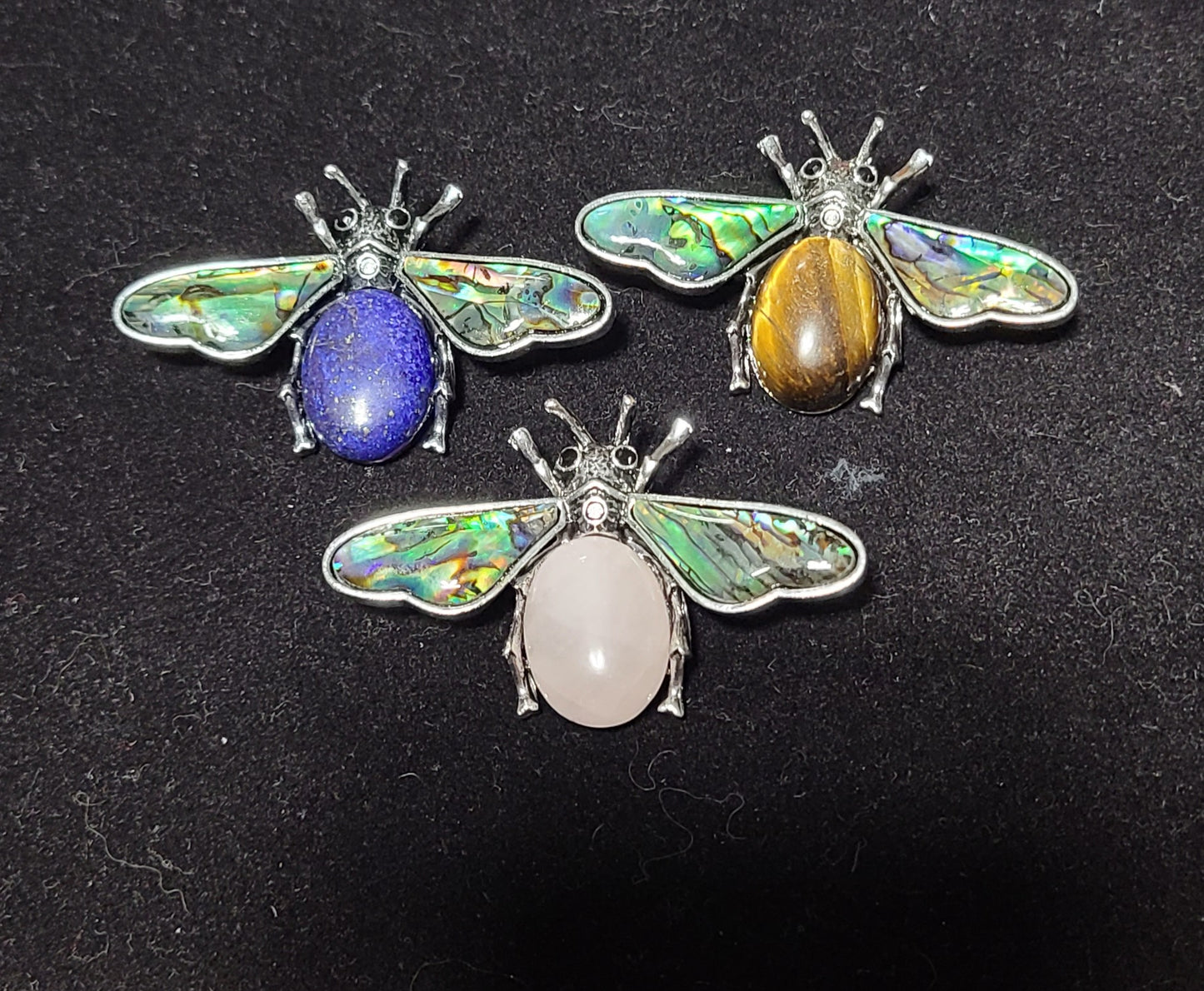 Butterfly Pin / Pendant - Lapis Lazuli, Tiger Eye or Rose Quartz