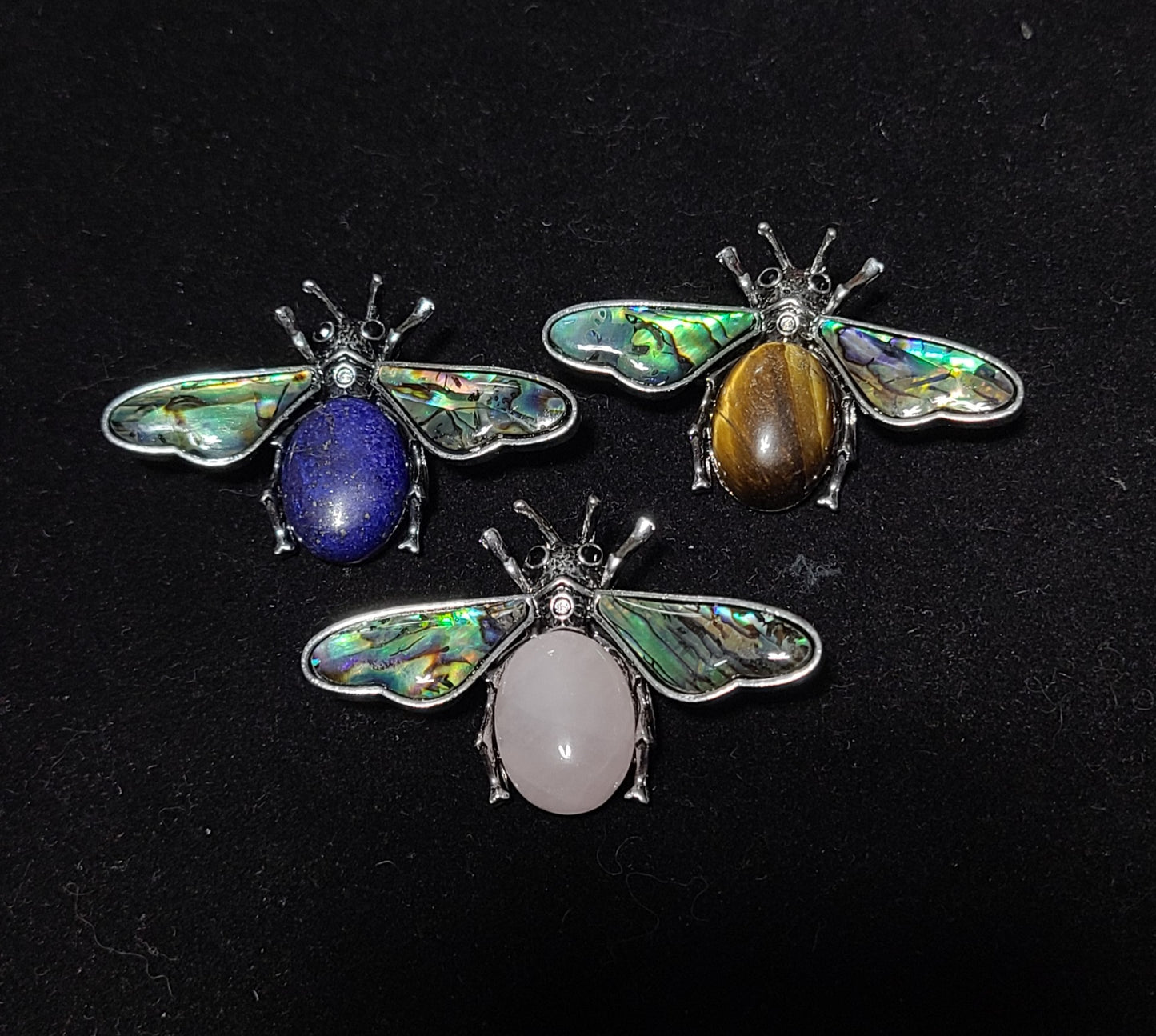 Butterfly Pin / Pendant - Lapis Lazuli, Tiger Eye or Rose Quartz