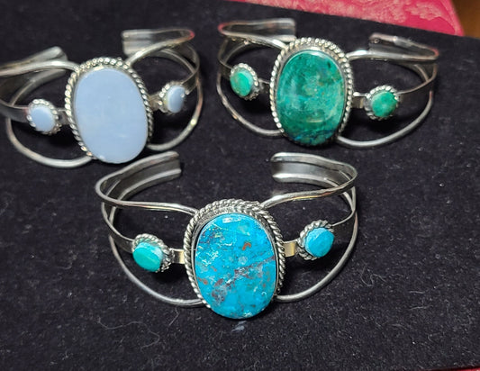 Silver Southwest Gemstone Cuff Bracelets