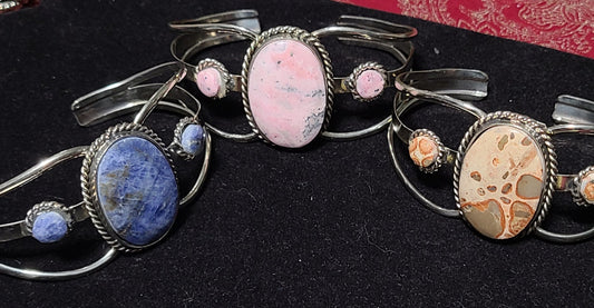 Silver Southwest Gemstone Cuff Bracelets