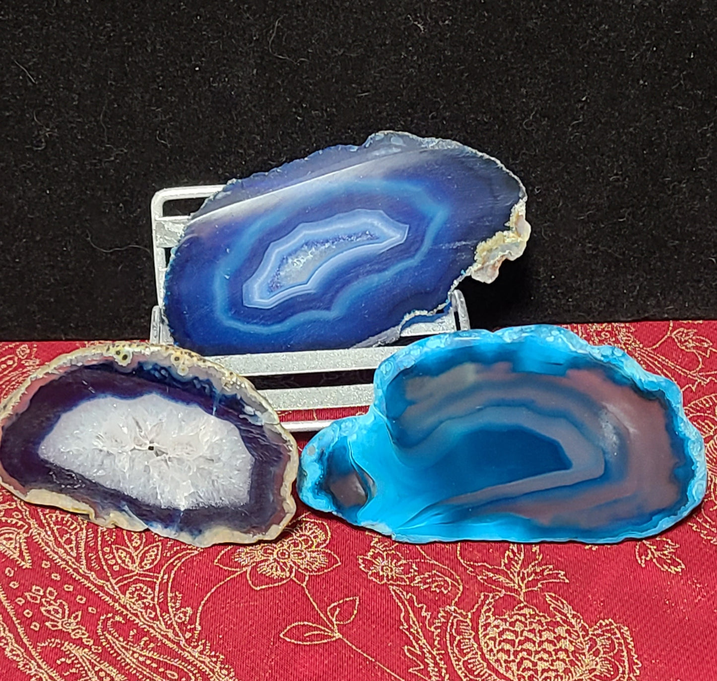 Sliced Agate Plates - Blue