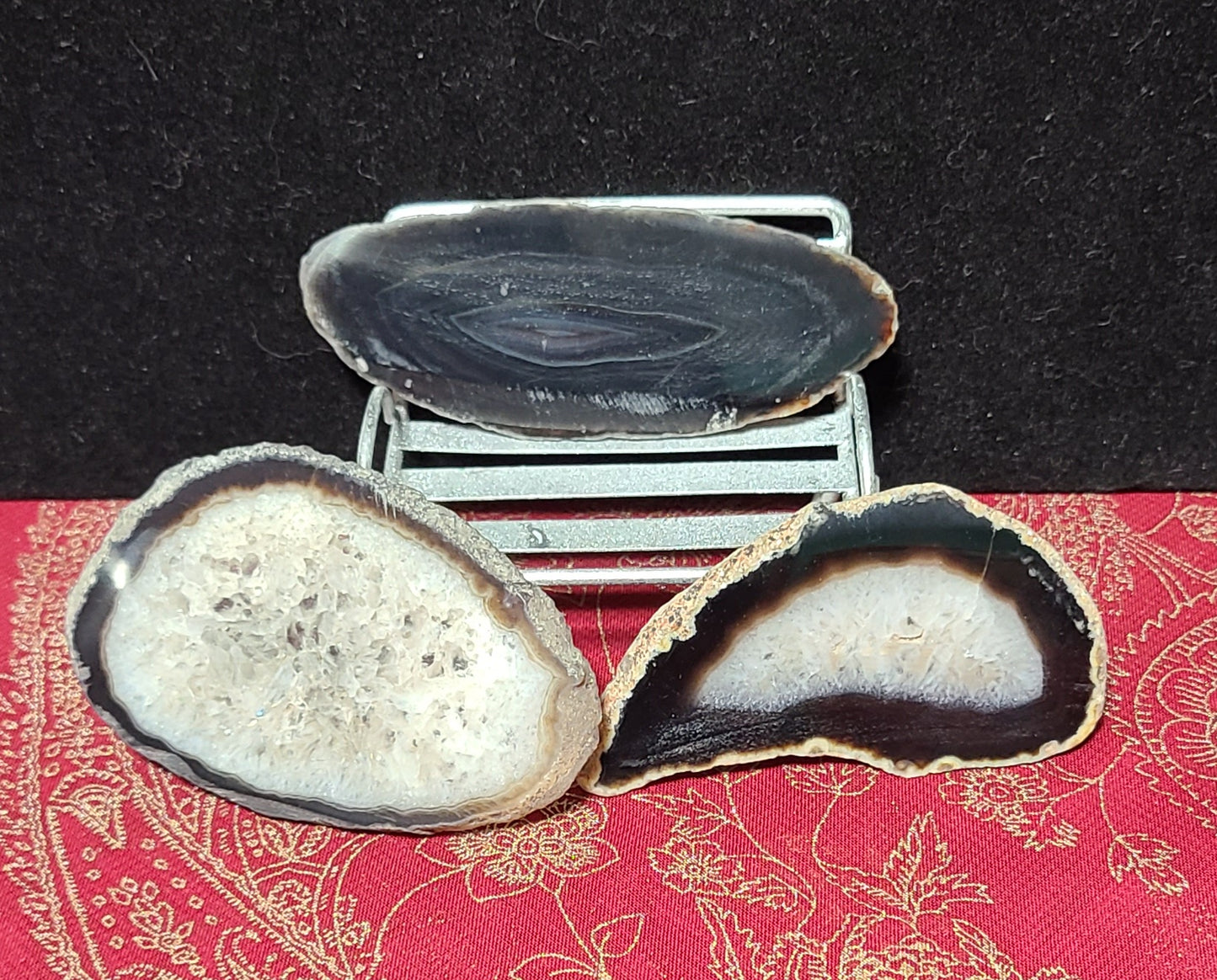 Sliced Agate Plates - Black