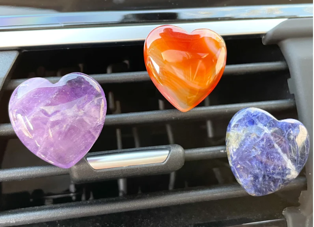 Gemstone Heart Vent Clips