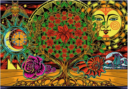 3-D Flower Tree of Life Tapestry / 3-D Glasses Included!