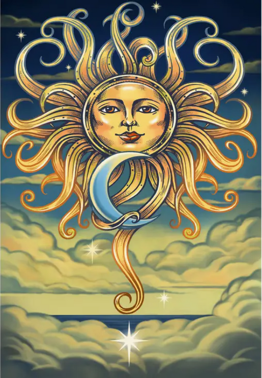 3-D Intertwined Sun & Moon Tapestry / 3-D Glasses Included!