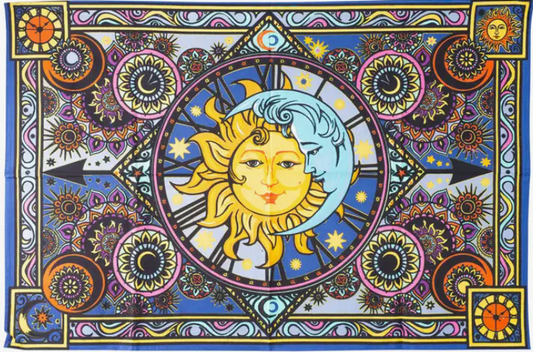 3-D Sun and Moon Clock Tapestry / 3-D Glasses Included!