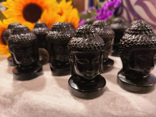 Gold Sheen Obsidian Buddha Head