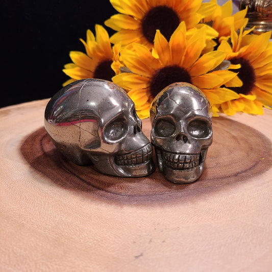 Carved Pyrite Skulls