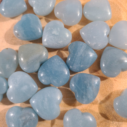 Rare Blue Sky Quartz Carved Hearts