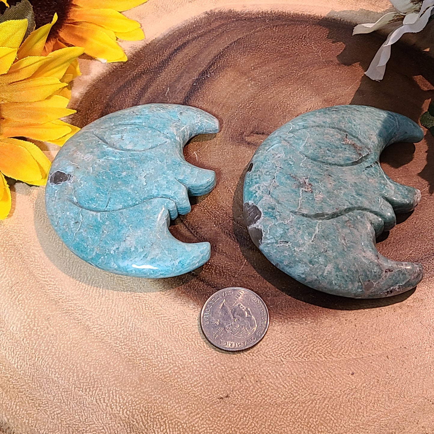 Large Carved Gemstone Moons