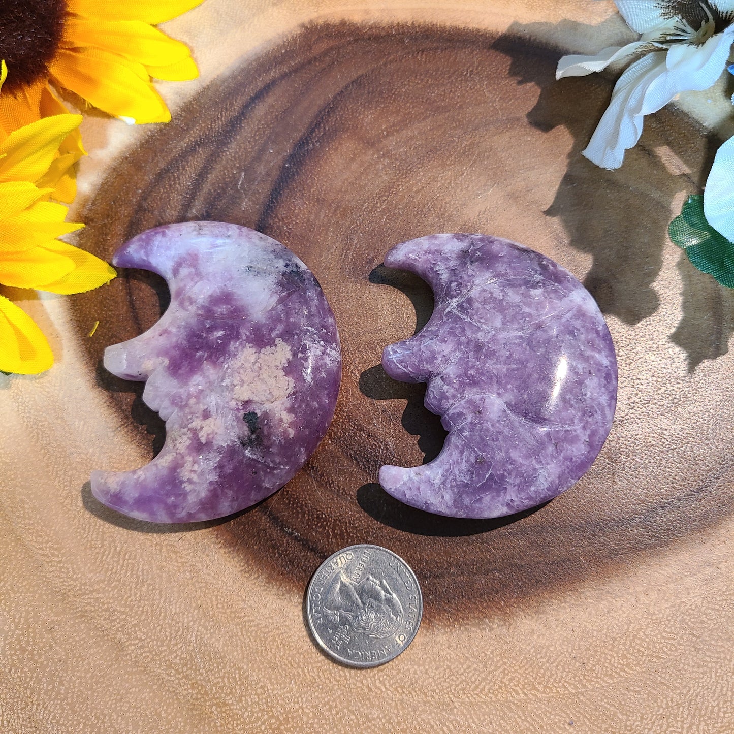 Large Carved Gemstone Moons