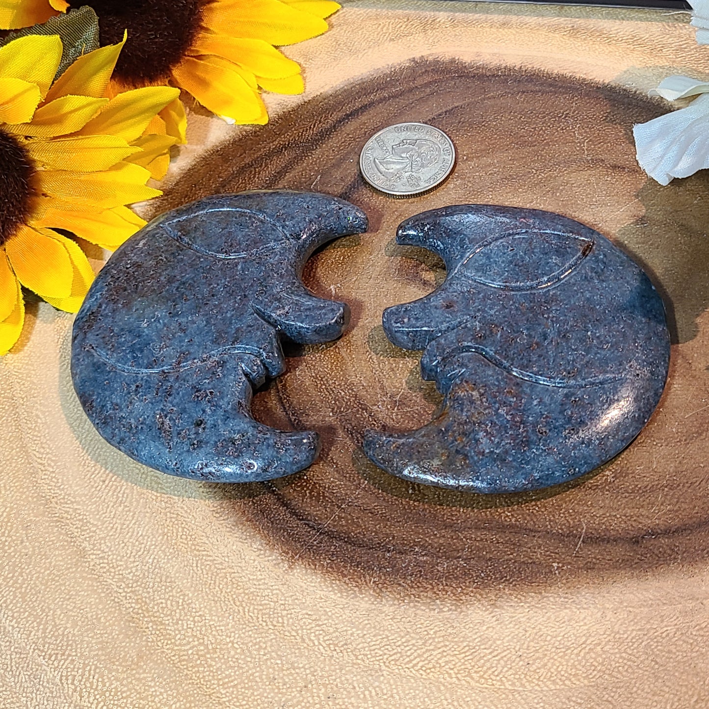 Large Carved Gemstone Moons