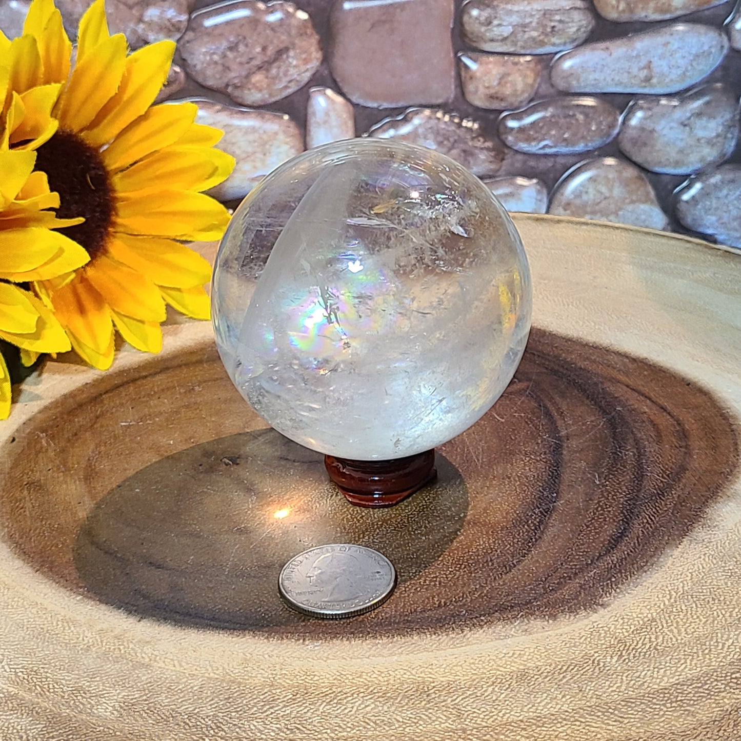 Clear Singing Zinger Quartz Spheres With Rainbows