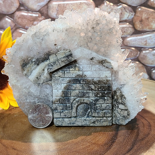 Extra Large Carved House - Quartz Cluster and Matrix