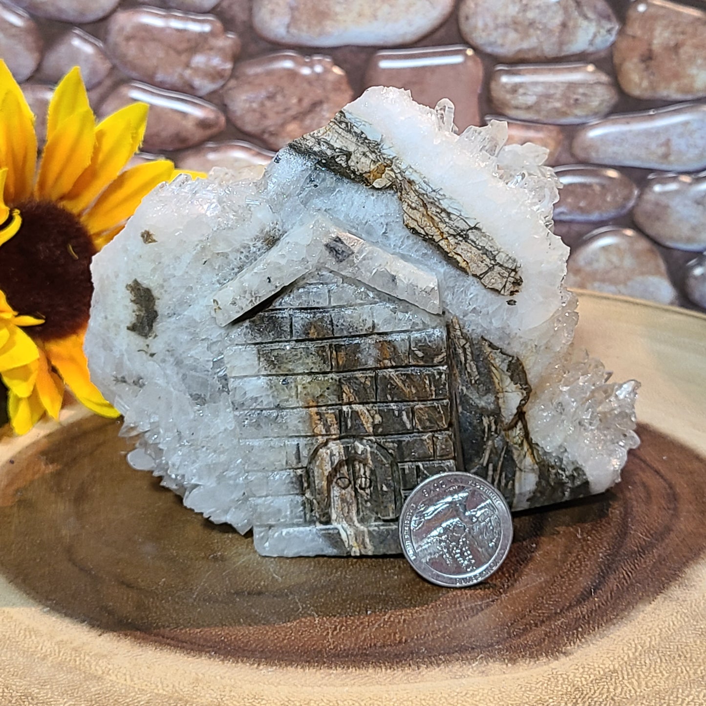 Extra Large Carved House - Quartz Cluster and Matrix