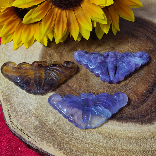 3.5" Carved Gemstone Luna Moths