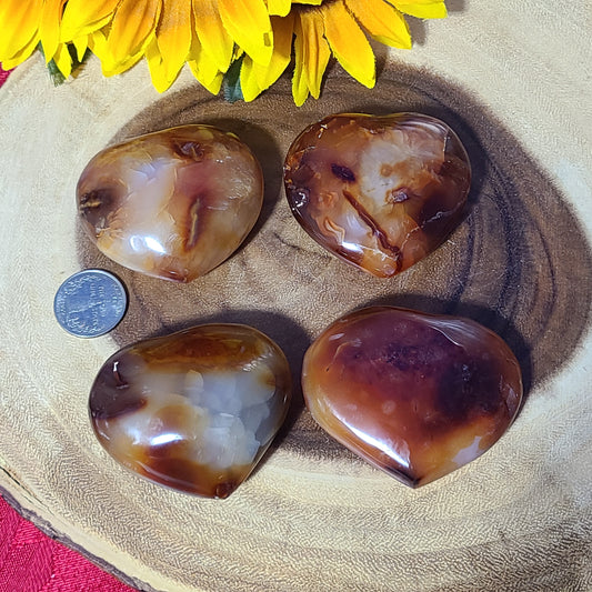 Extra-Large Carnelian Carved Hearts