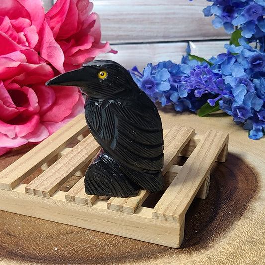 Carved Obsidian Raven