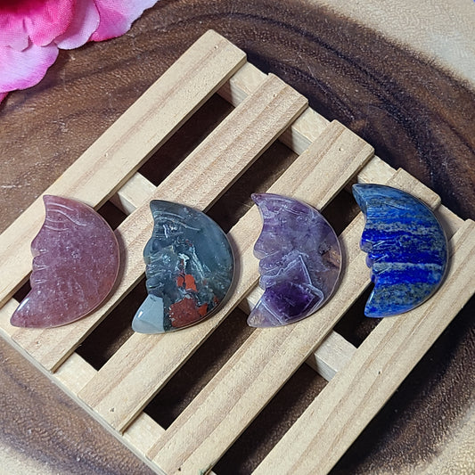 Carved Gemstone Moons