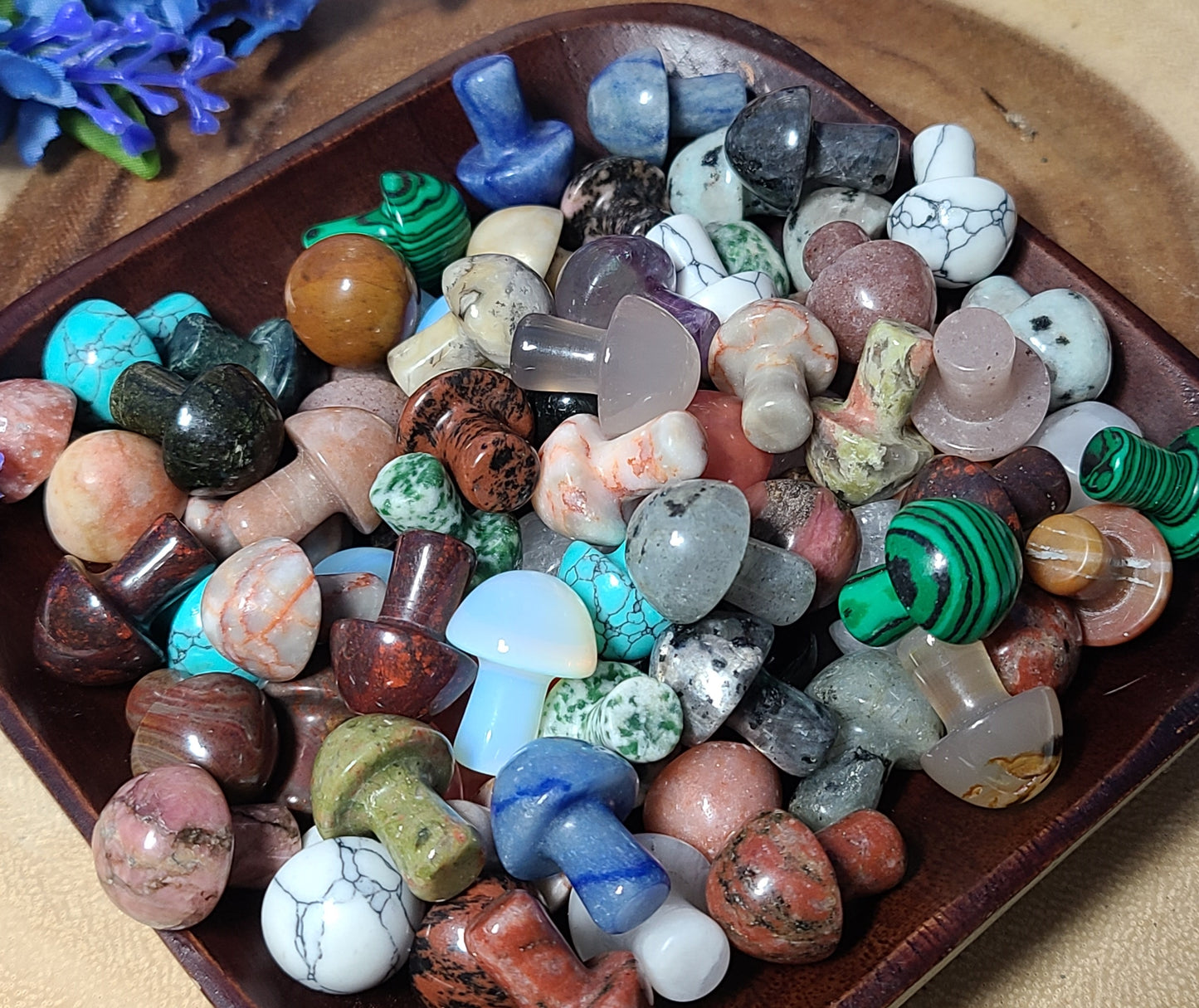 Carved Gemstone Mushrooms - 20mm