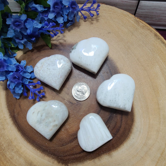 Rare Carved Scolecite Hearts