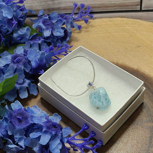 Polished Larimar Tumble Necklace