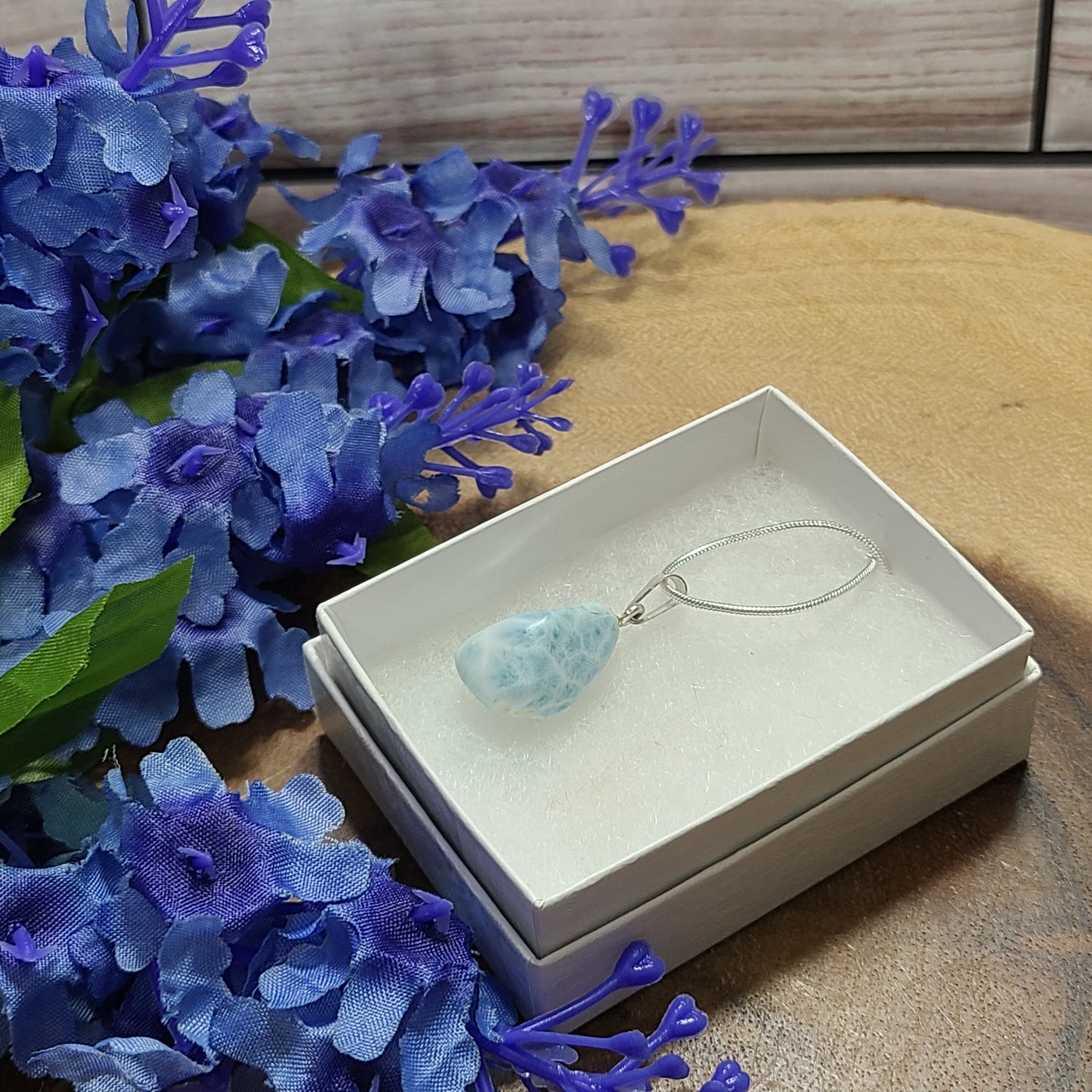 Polished Larimar Tumble Necklace