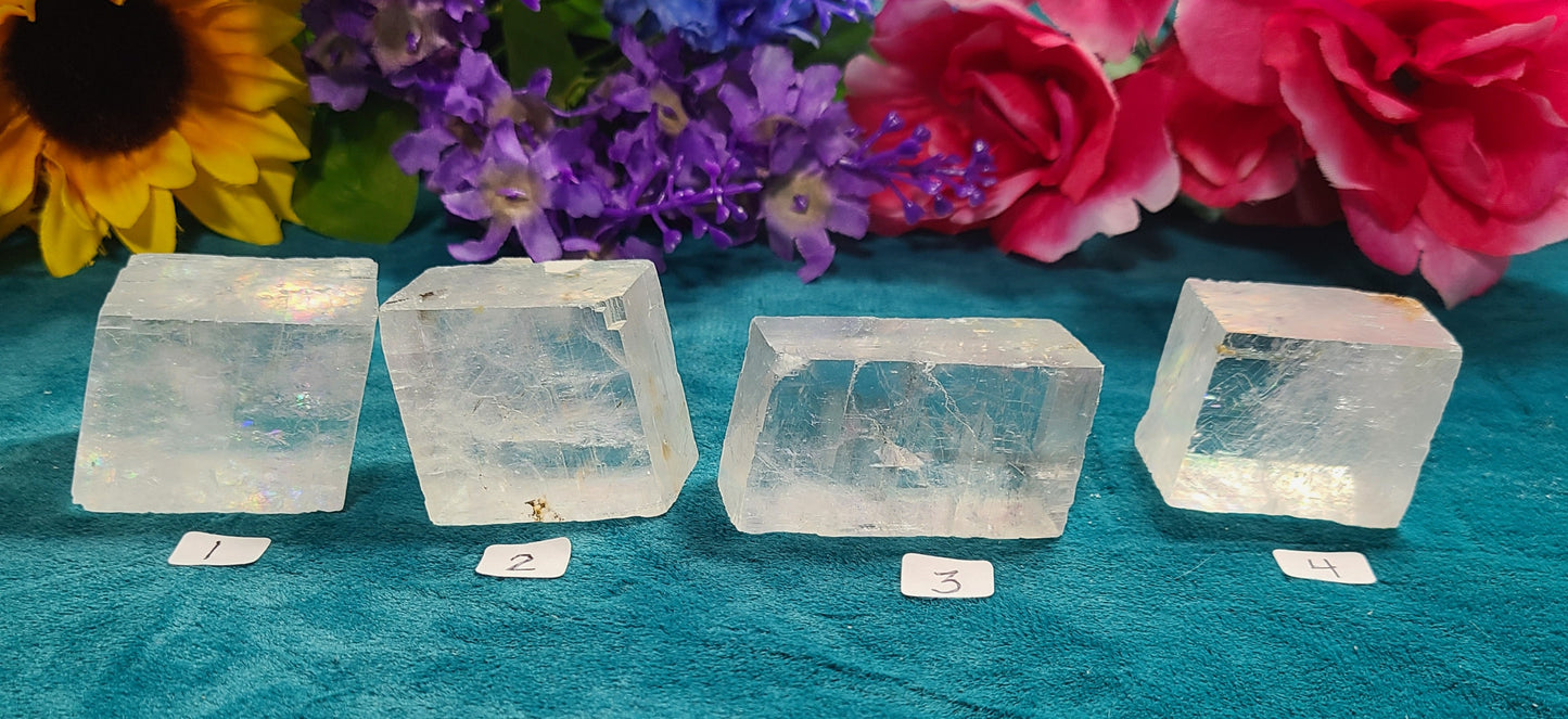 Very Flashy Optical Calcite Cubes with Rainbows - Choose Your Size