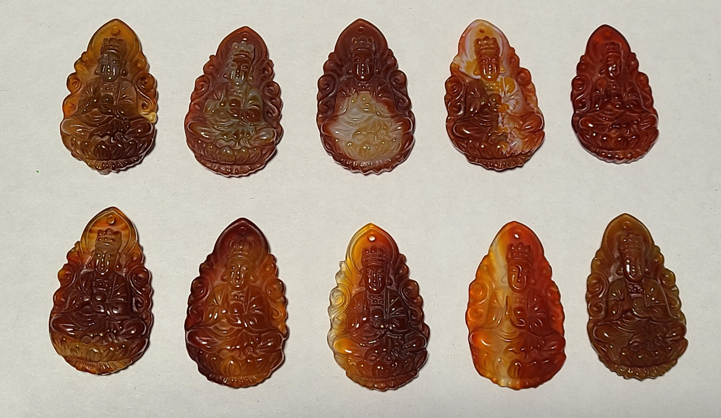 Carved Carnelian Buddha Cabochons or Pendants