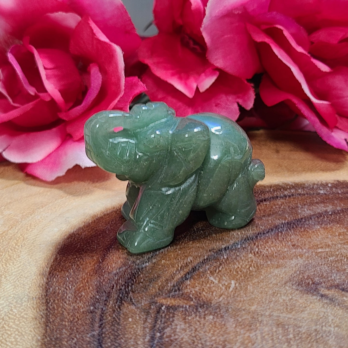 Hand Carved Gemstone Lucky Elephants