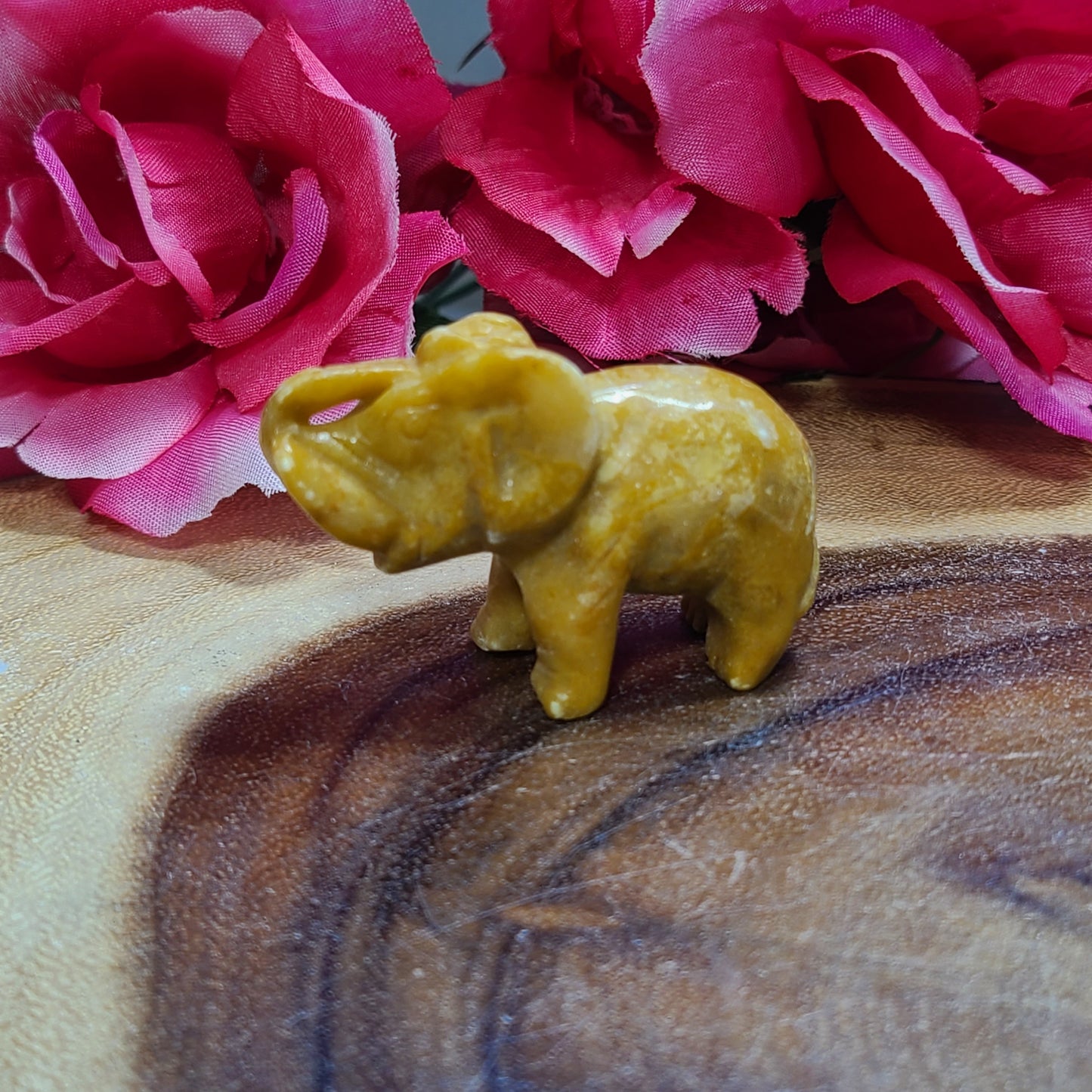 Hand Carved Gemstone Lucky Elephants