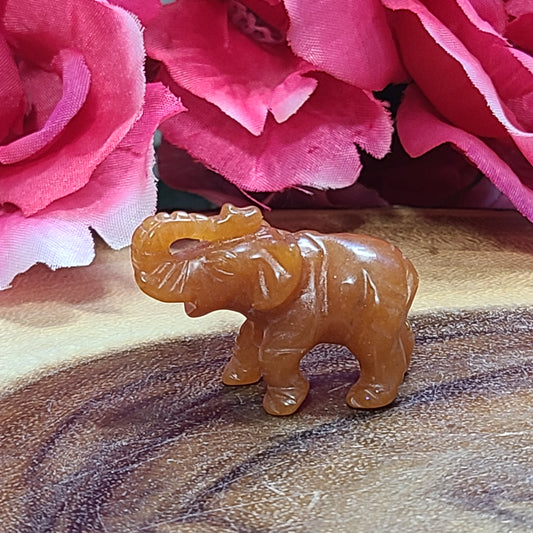 Hand-Carved Gemstone Lucky Elephants