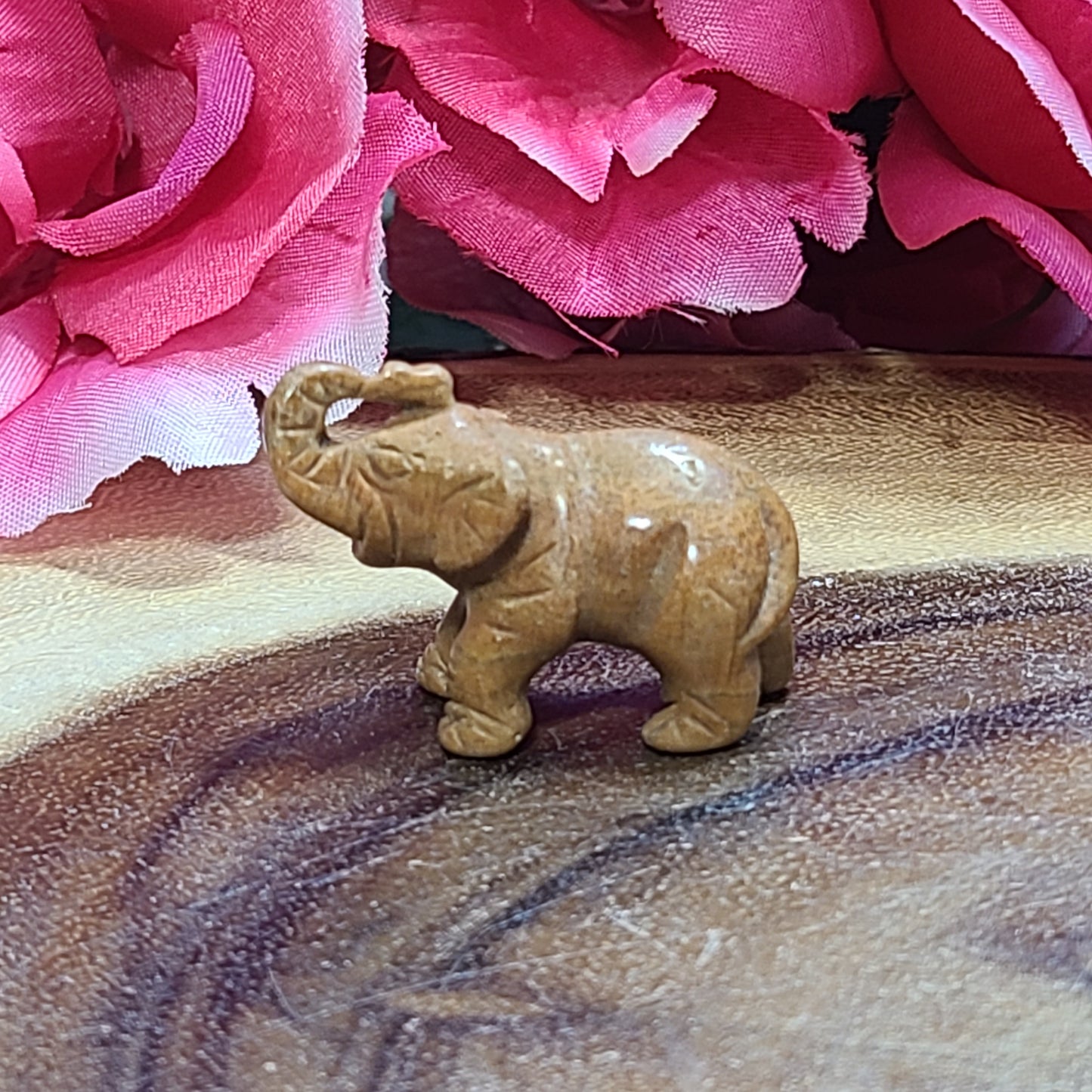 Hand-Carved Gemstone Lucky Elephants