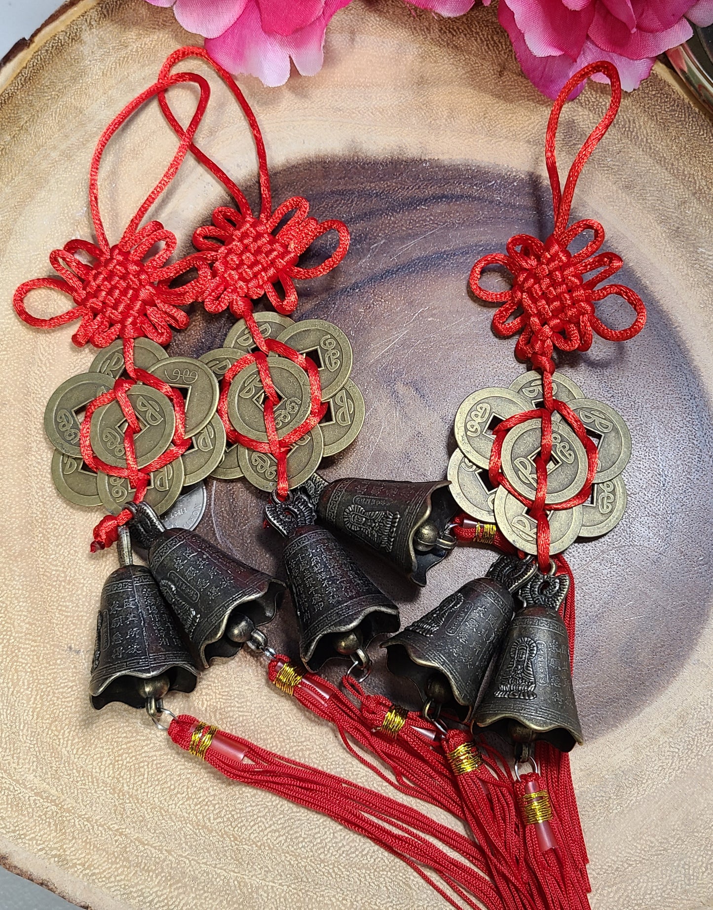 Chinese Feng Shui Money Coins with Cleansing Bells For Wealth & Abundance