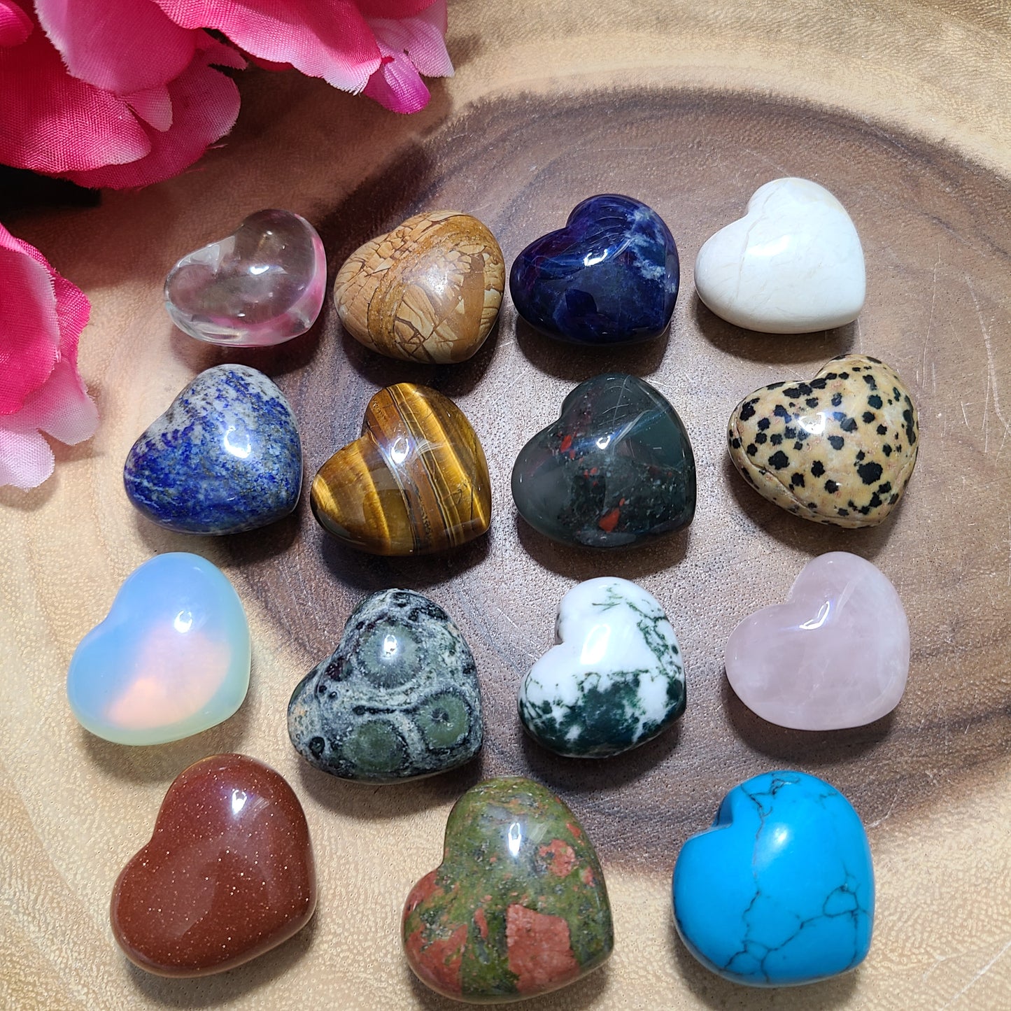 Assorted Carved Gemstone Puffy Hearts